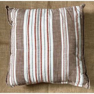 Kirklands Striped Throw Pillow Brown Orange Gray Cream Cottage Core Farmhouse